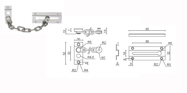 Surface Mounted Door Chain